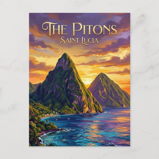 Pitons Saint Lucia Briefkaart (Voorkant)
