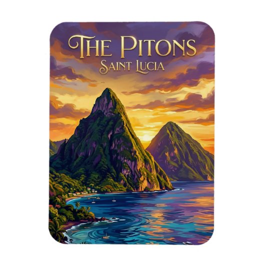 Pitons Saint Lucia Magneet (Verticaal)