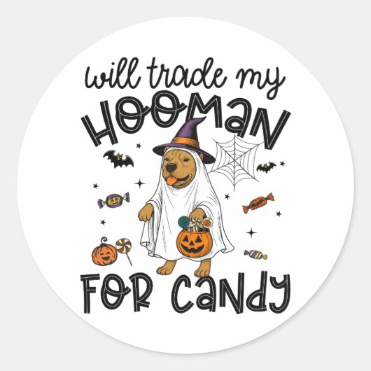 Pitpull Dog Halloween Ghost Spooky Ronde Sticker (Voorkant)