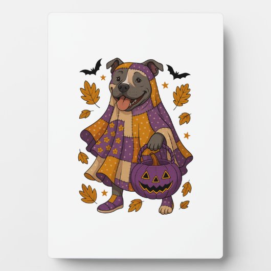 Pitpull Hond Geest Halloween Fotoplaat (voorkant)
