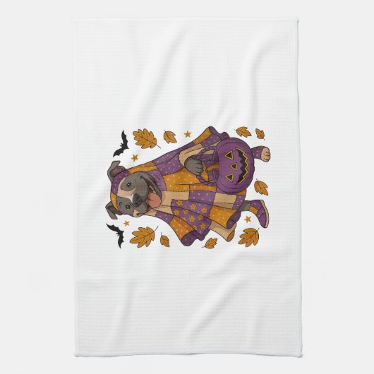 Pitpull Hond Geest Halloween Theedoek (Verticaal)