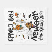 Pitpull hond Halloween Geest Spoken Fleece Deken (Voorkant (Horizontaal))