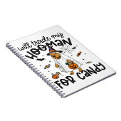 Pitpull hond Halloween Geest Spoken Notitieboek (Rechterzijde)