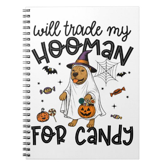 Pitpull hond Halloween Geest Spoken Notitieboek (Voorkant)