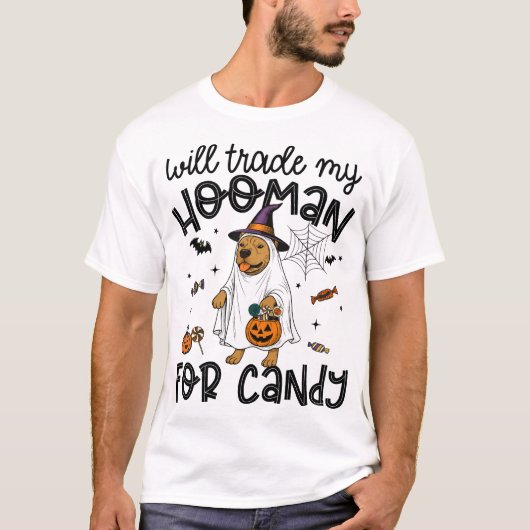 Pitpull-hond Halloween Spoken Geest T-shirt (Voorkant)