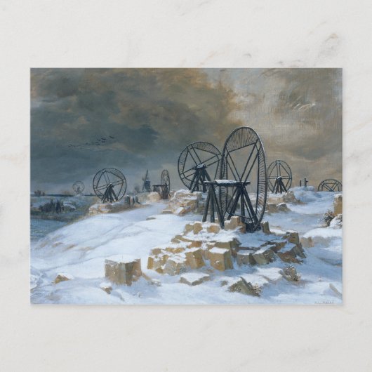 Pits bij Gentilly in de sneeuw, 1879 Briefkaart (Voorkant)