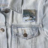 Pits bij Gentilly in de sneeuw, 1879 Vierkante Button 5,1 Cm (In situ)