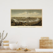 Pitsburgh birdseye map - 1874 (Krebs) BigMapBlog Poster (Keuken)