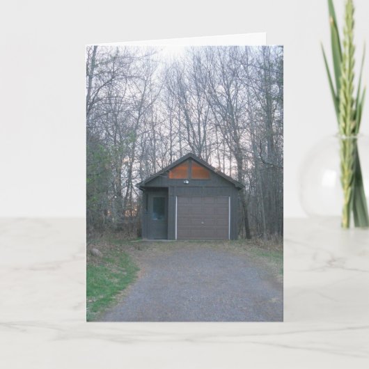 “PitStop Garage bij zonsondergang” Vrolijk Kerst K Kaart (Voorkant)