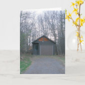 “PitStop Garage bij zonsondergang” Vrolijk Kerst K Kaart (Gele Bloem)