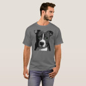 Pitt Bull Dog Big Green Eyes Afbeelding Tee Shirt  (Voorkant volledig)