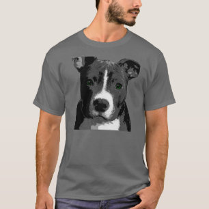 Pitt Bull Dog Big Green Eyes Afbeelding Tee Shirt
