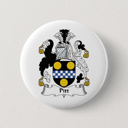 Pitt Family Crest Ronde Button 5,7 Cm (Voorkant)