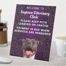 Pittbull Veterinarian Welcome Reclamebord Met Voetstuk
