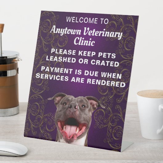 Pittbull Veterinarian Welcome Reclamebord Met Voetstuk (Insitu)