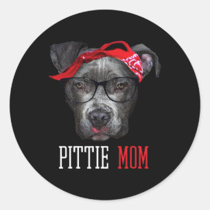 Pittie Mam Pitbull Hondenliefhebbers Moederdag Gif Ronde Sticker