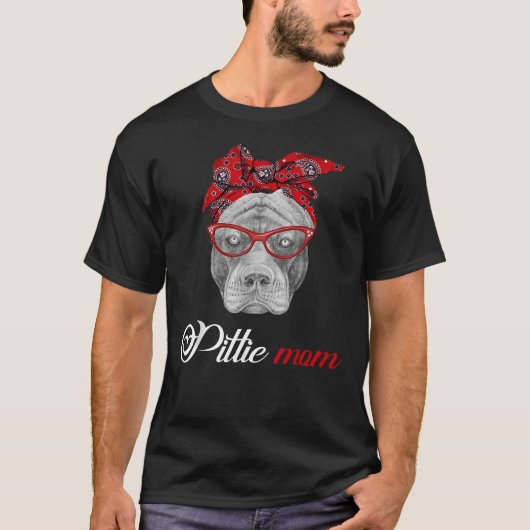Pittie mama Pitbull Hondenliefhebbers voor mama Mo T-shirt (Voorkant)