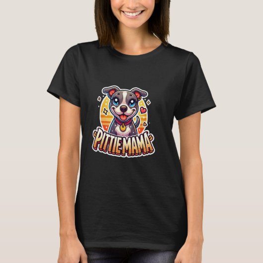 Pittie Mama Pitbull Moeder Puppy Hond T-shirt (Voorkant)