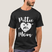 Pittie Moeder Schattige Pitbull Mama Hart Liefde P T-shirt (Voorkant)