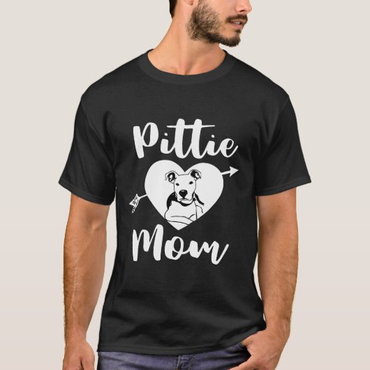 Pittie Moeder Schattige Pitbull Mama Hart Liefde P T-shirt (Voorkant)