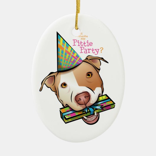 Pittie Party Keramisch Ornament (Voorkant)