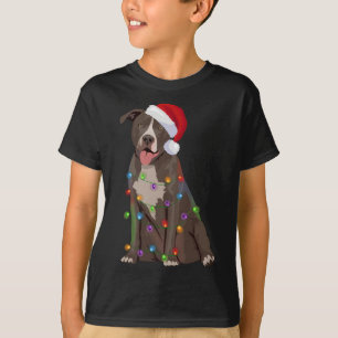 Pittie Pitbull Kerst Verlichting Kerst Hond Liefhe T-shirt