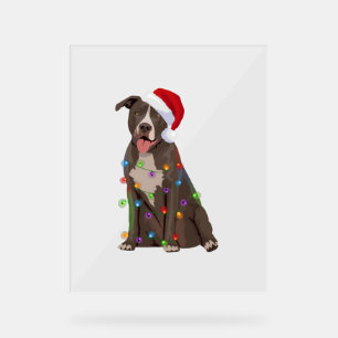 Pittie Pitbull Kerstverlichting Xmas Hondenliefheb Acryl Bord
