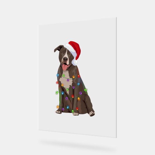 Pittie Pitbull Kerstverlichting Xmas Hondenliefheb Acryl Bord (Hoek)
