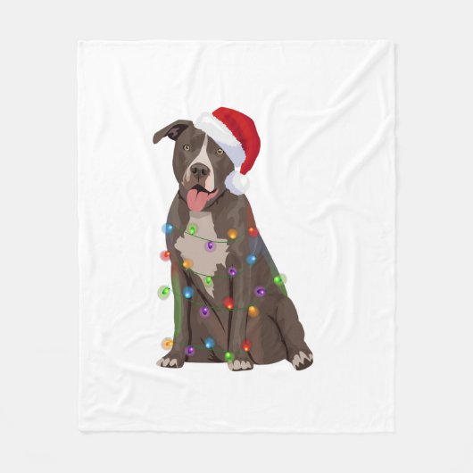 Pittie Pitbull Kerstverlichting Xmas Hondenliefheb Fleece Deken (Voorkant)
