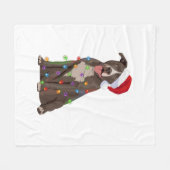 Pittie Pitbull Kerstverlichting Xmas Hondenliefheb Fleece Deken (Voorkant (Horizontaal))