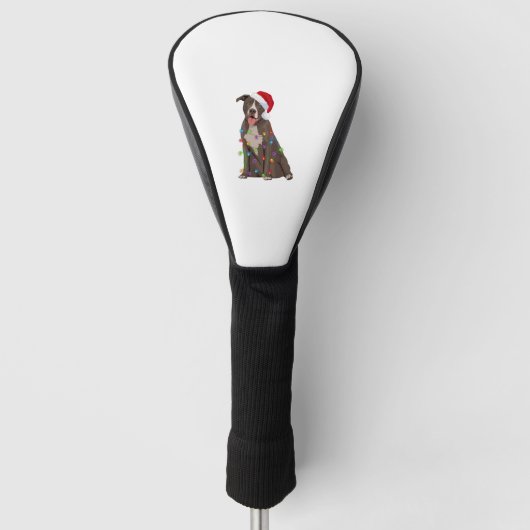 Pittie Pitbull Kerstverlichting Xmas Hondenliefheb Golfheadcover (Voorkant)