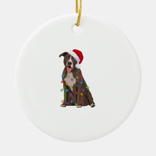 Pittie Pitbull Kerstverlichting Xmas Hondenliefheb Keramisch Ornament (Voorkant)
