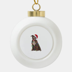 Pittie Pitbull Kerstverlichting Xmas Hondenliefheb Keramische Bal Ornament
