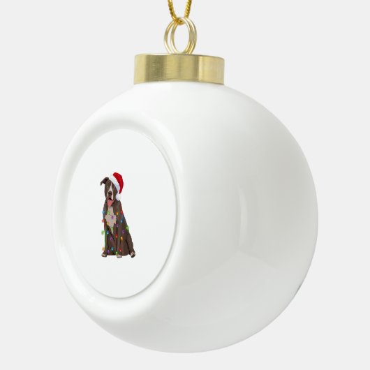 Pittie Pitbull Kerstverlichting Xmas Hondenliefheb Keramische Bal Ornament (Rechts)
