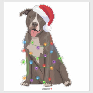 Pittie Pitbull Kerstverlichting Xmas Hondenliefheb Sticker