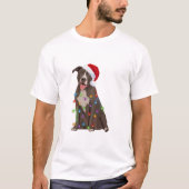 Pittie Pitbull Kerstverlichting Xmas Hondenliefheb T-shirt (Voorkant)