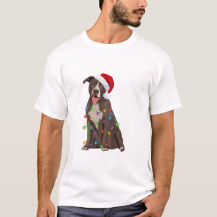 Pittie Pitbull Kerstverlichting Xmas Hondenliefheb T-shirt