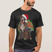 Pittie Pitbull Kerstverlichting Xmas Hondenliefheb T-shirt (Voorkant)