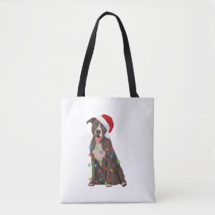 Pittie Pitbull Kerstverlichting Xmas Hondenliefheb Tote Bag