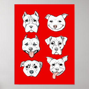 "Pittie Pittie alsjeblieft!" Dog Drawing Pattern Poster