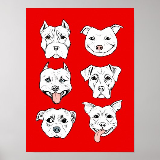 "Pittie Pittie alsjeblieft!" Dog Drawing Pattern Poster (Voorkant)