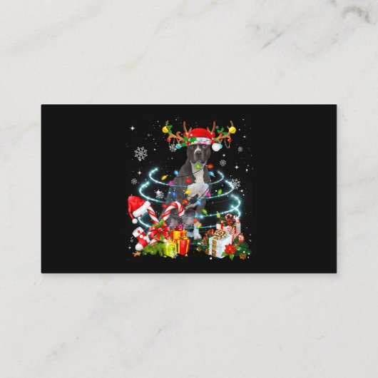 Pittie Reindekerst - kerstboom lichten Pajama Dog  Visitekaartje (Achterkant)