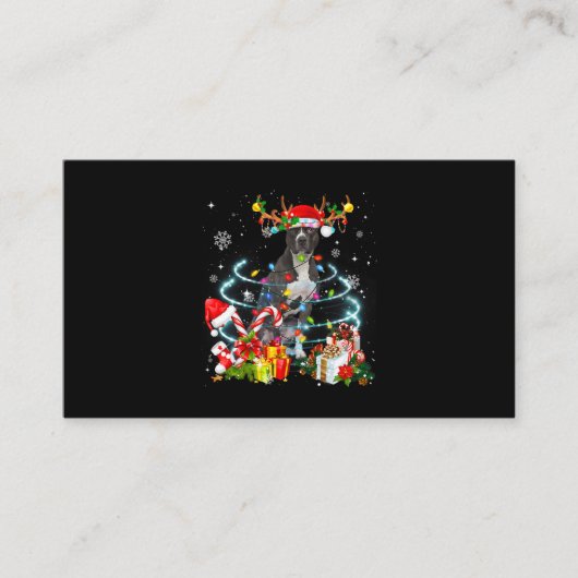 Pittie Reindekerst - kerstboom lichten Pajama Dog Visitekaartje (Voorkant)