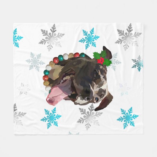 Pitties in de sneeuw fleece deken (Voorkant (Horizontaal))