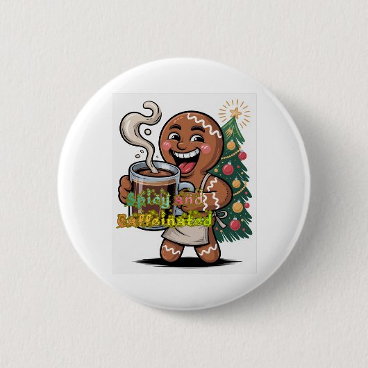 Pittig en Gecaffeïneerd Ronde Button 5,7 Cm (Voorkant)