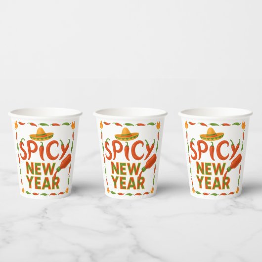 Pittig Nieuwjaar Papieren Bekers (Multi)