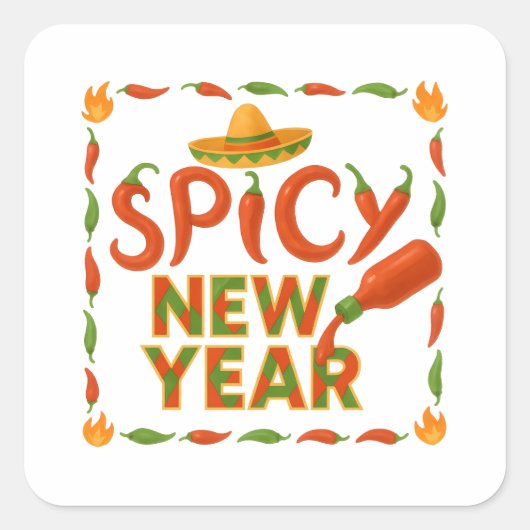 Pittig Nieuwjaar Vierkante Sticker (Voorkant)