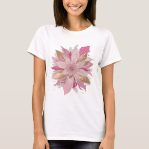 Pittig Zilver ROZE BLOEM Slogan Design T-shirt