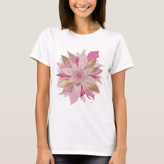 Pittig Zilver ROZE BLOEM Slogan Design T-shirt (Voorkant)