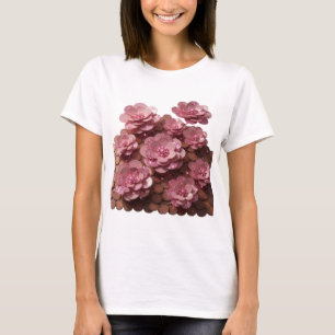 Pittig Zilver ROZE BLOEMEN EN MUNTEN Design T-shirt